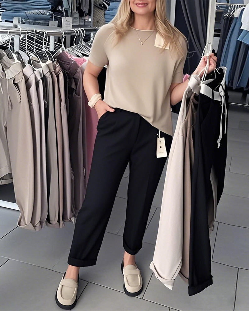 Women's Belted Straight-Leg Trousers