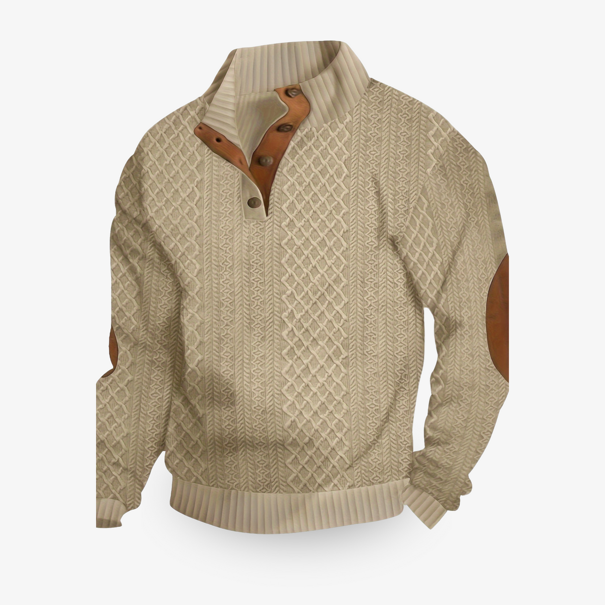 Men's Snap-Button Mock Neck Knit Sweater