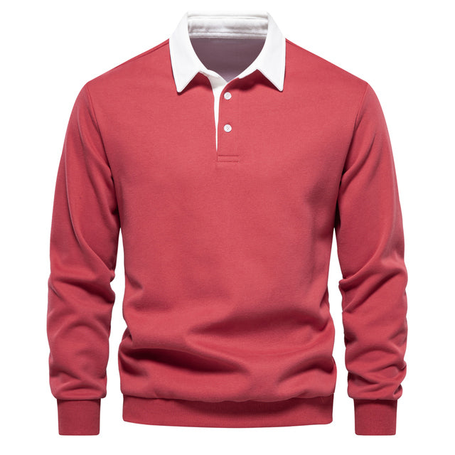 Men's Long-Sleeve Polo Sweatshirt