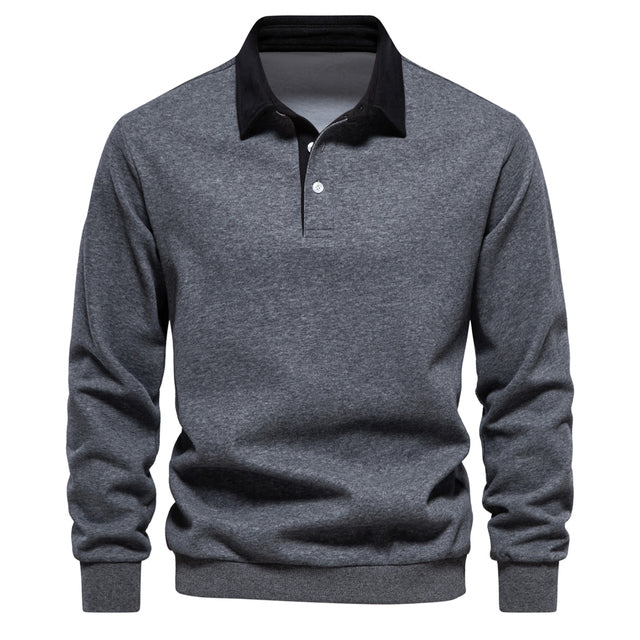 Men's Long-Sleeve Polo Sweatshirt