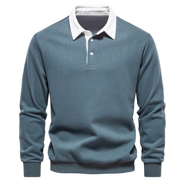 Men's Long-Sleeve Polo Sweatshirt
