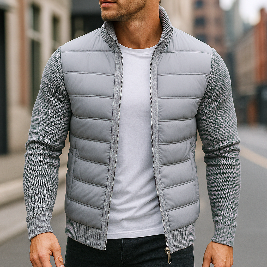 Men's Hybrid Quilted Jacket with Knit Sleeves