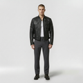 Men's Ribbed Faux-Leather Moto Jacket