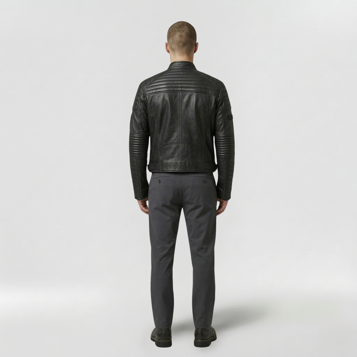 Men's Ribbed Faux-Leather Moto Jacket