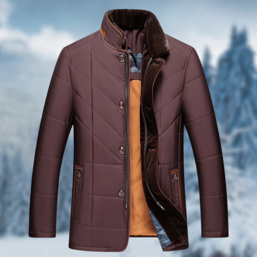 Men's Quilted Fur-Collar Winter Jacket