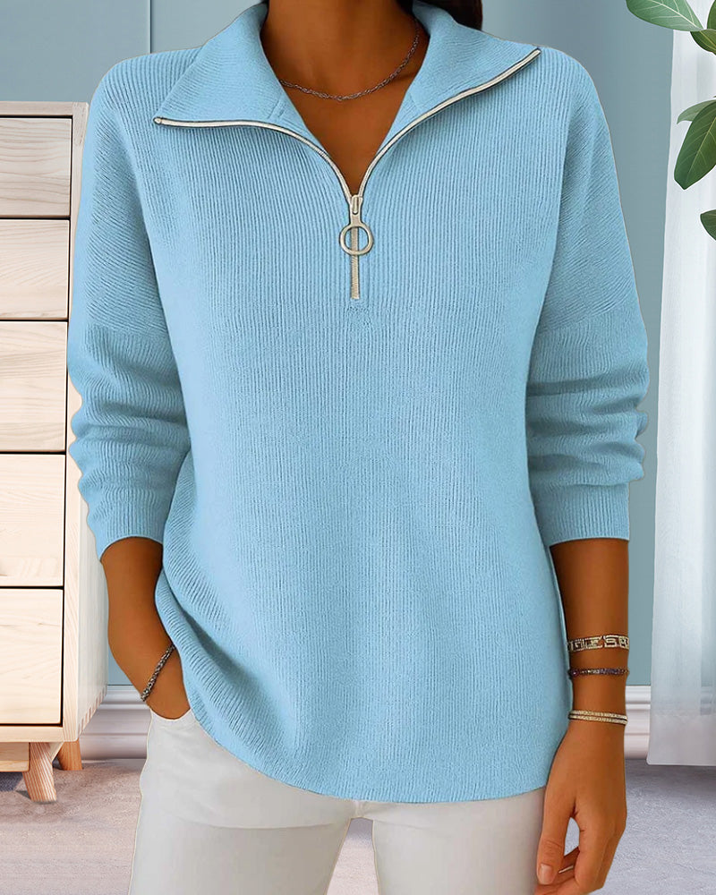 Women's Half-Zip Ribbed Knit Pullover