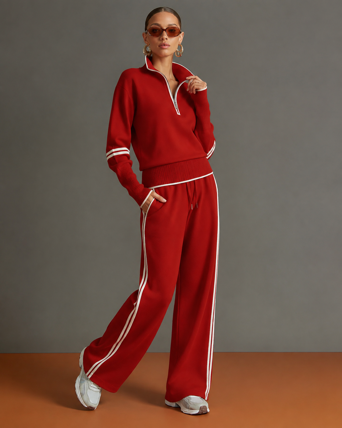 Women's Two-Piece Zip Loungewear Set