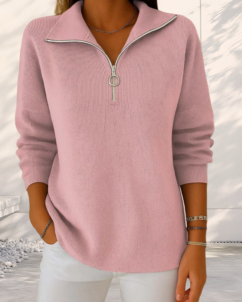 Women's Half-Zip Ribbed Knit Pullover