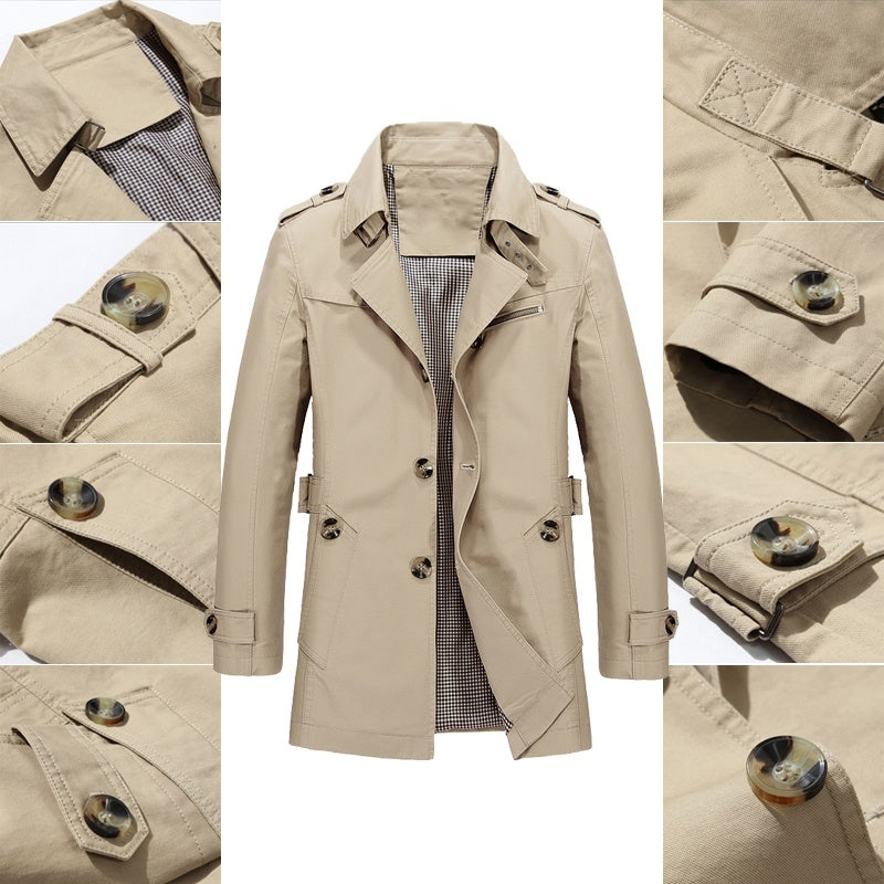 Men's Classic Mid-Length Trench Coat