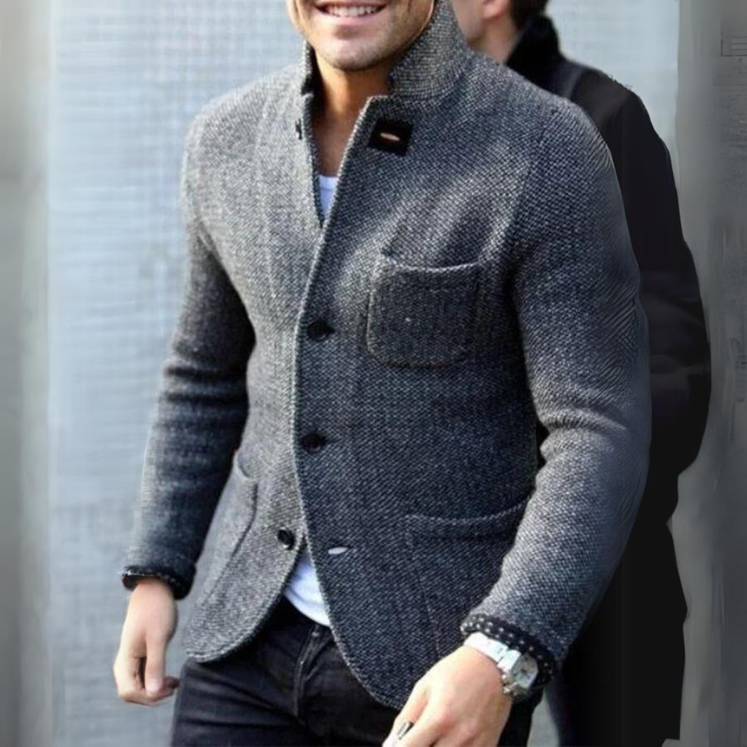 Men's Knitted Button-Up Cardigan Blazer