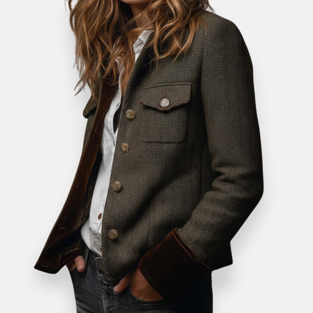 Women's Herringbone Tailored Utility Jacket