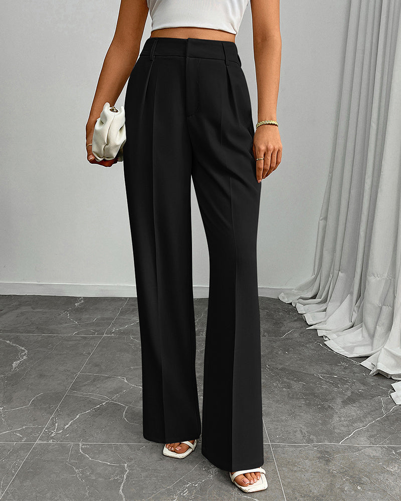 Women's High-Waisted Pleated Wide-Leg Pants