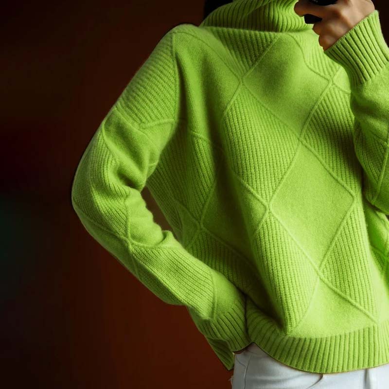 Women's Diamond Knit Turtleneck Sweater