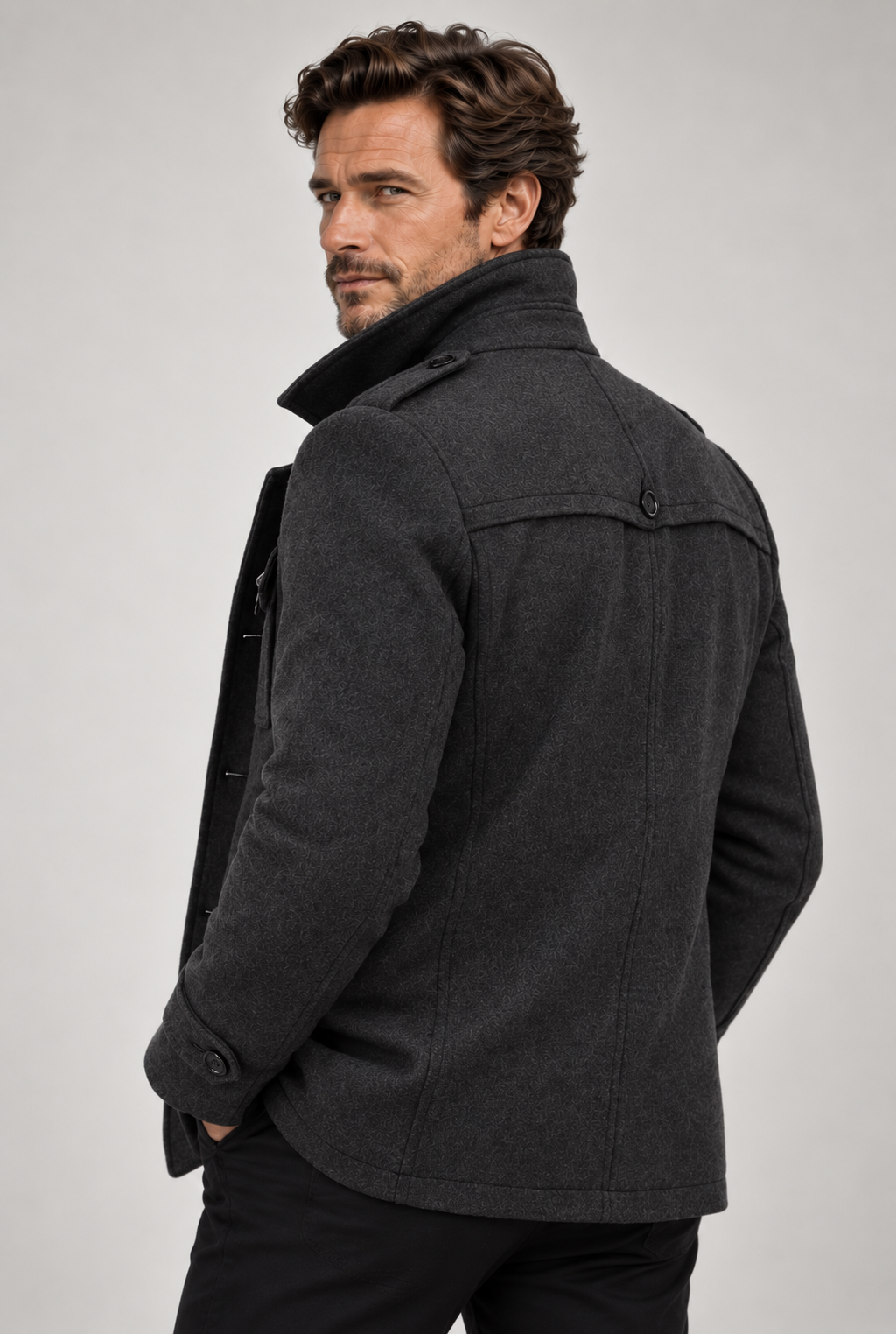 Men's Classic Wool-Blend Tailored Overcoat