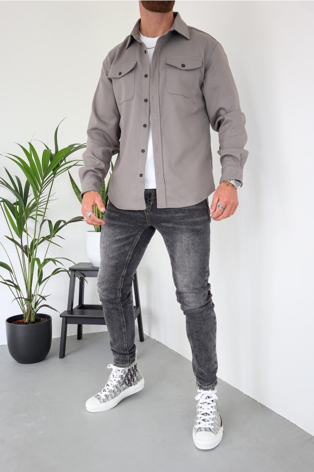 Men's Hooded Shacket with Pockets