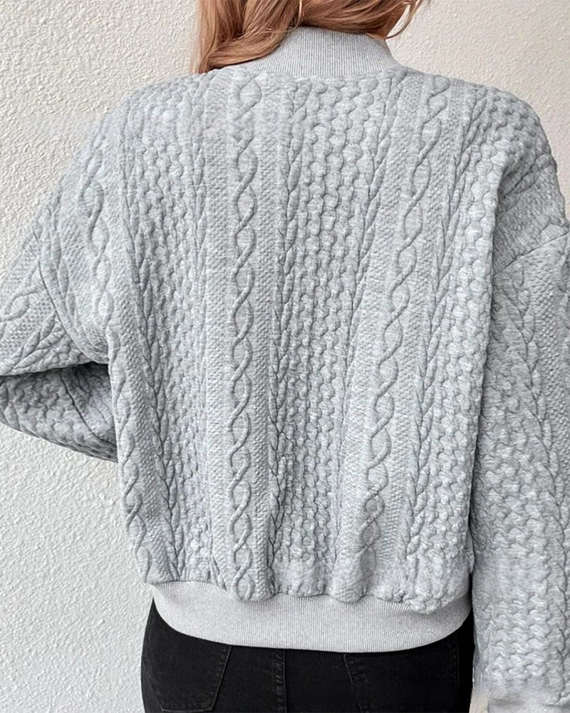Women's Cable Knit Bomber Cardigan