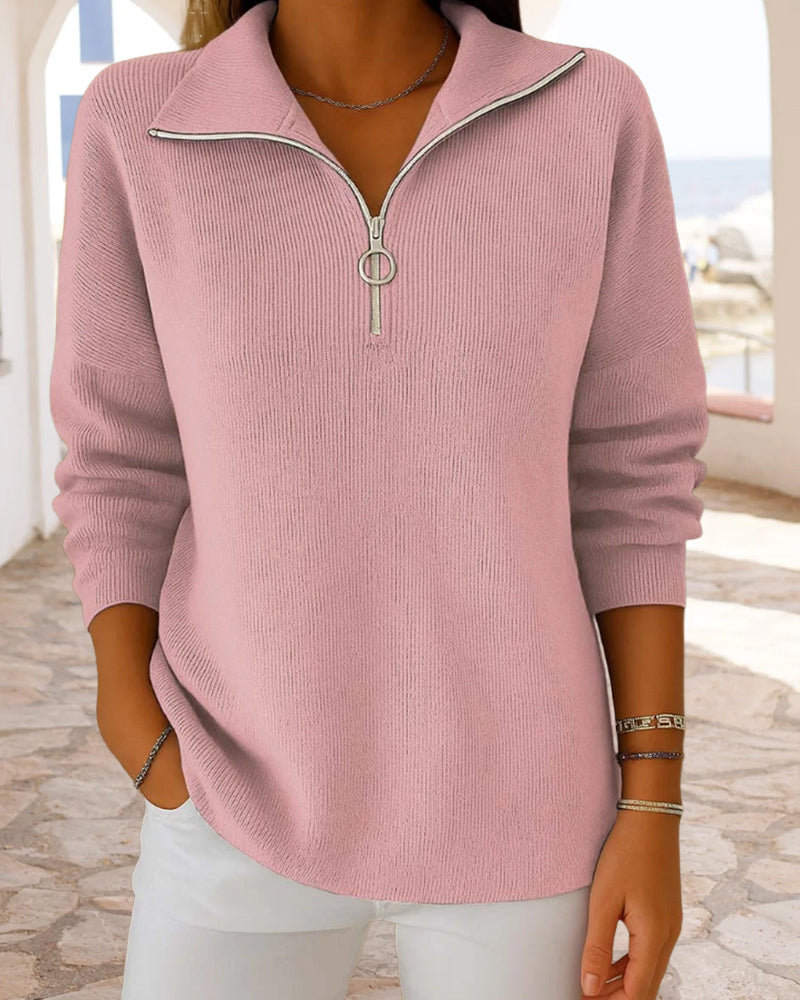Women's Half-Zip Ribbed Knit Pullover