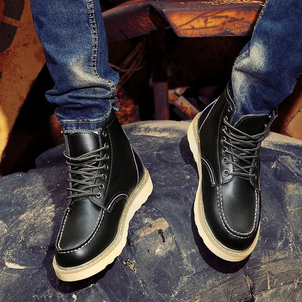 Men's Vintage Moc-Toe Lace-Up Work Boots