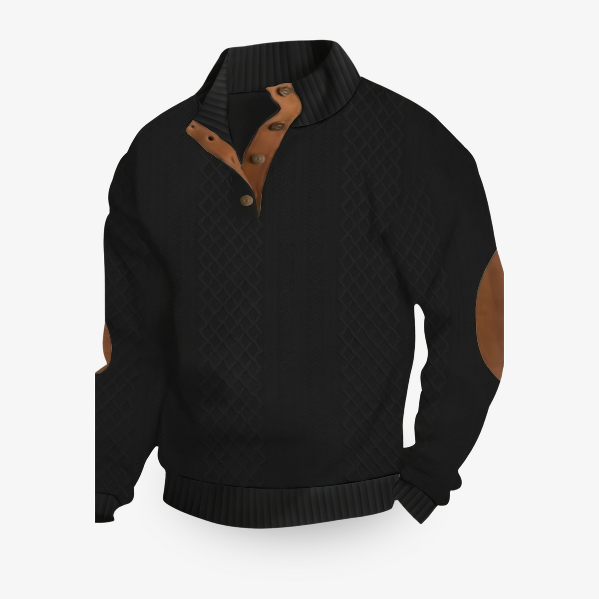 Men's Snap-Button Mock Neck Knit Sweater