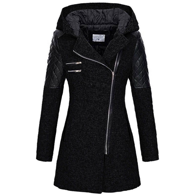 Women's Asymmetric Zip Hooded Winter Coat