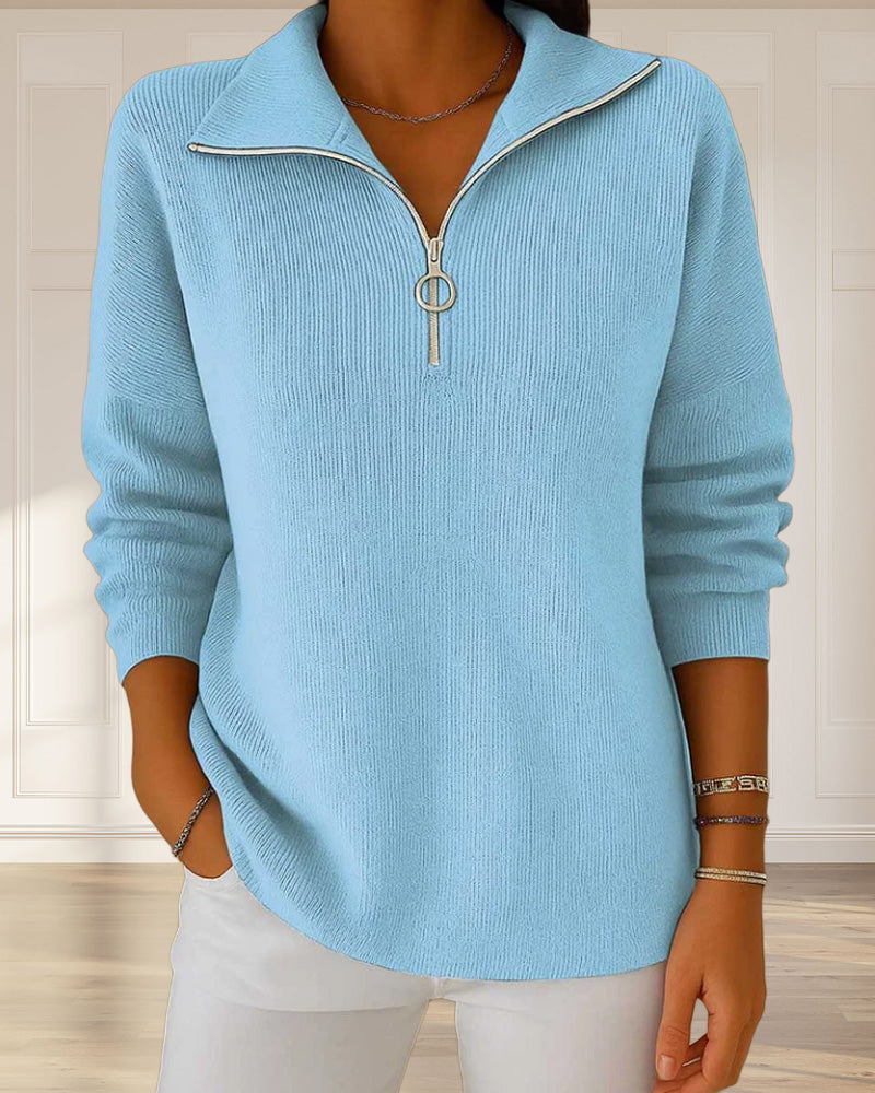 Women's Half-Zip Ribbed Knit Pullover