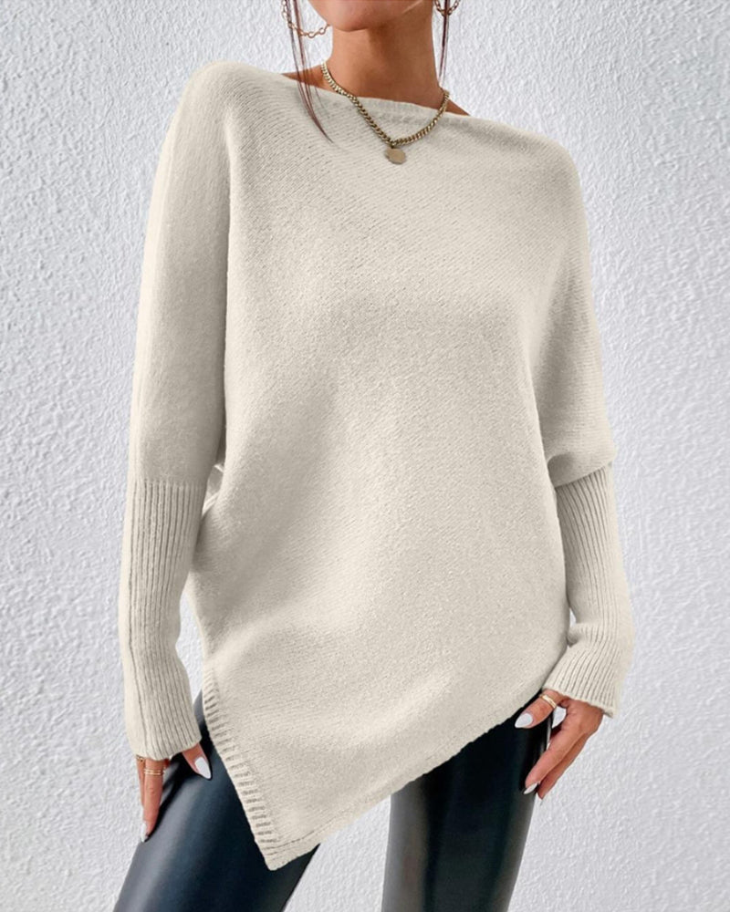 Women's Asymmetric Hem Batwing Knit Sweater