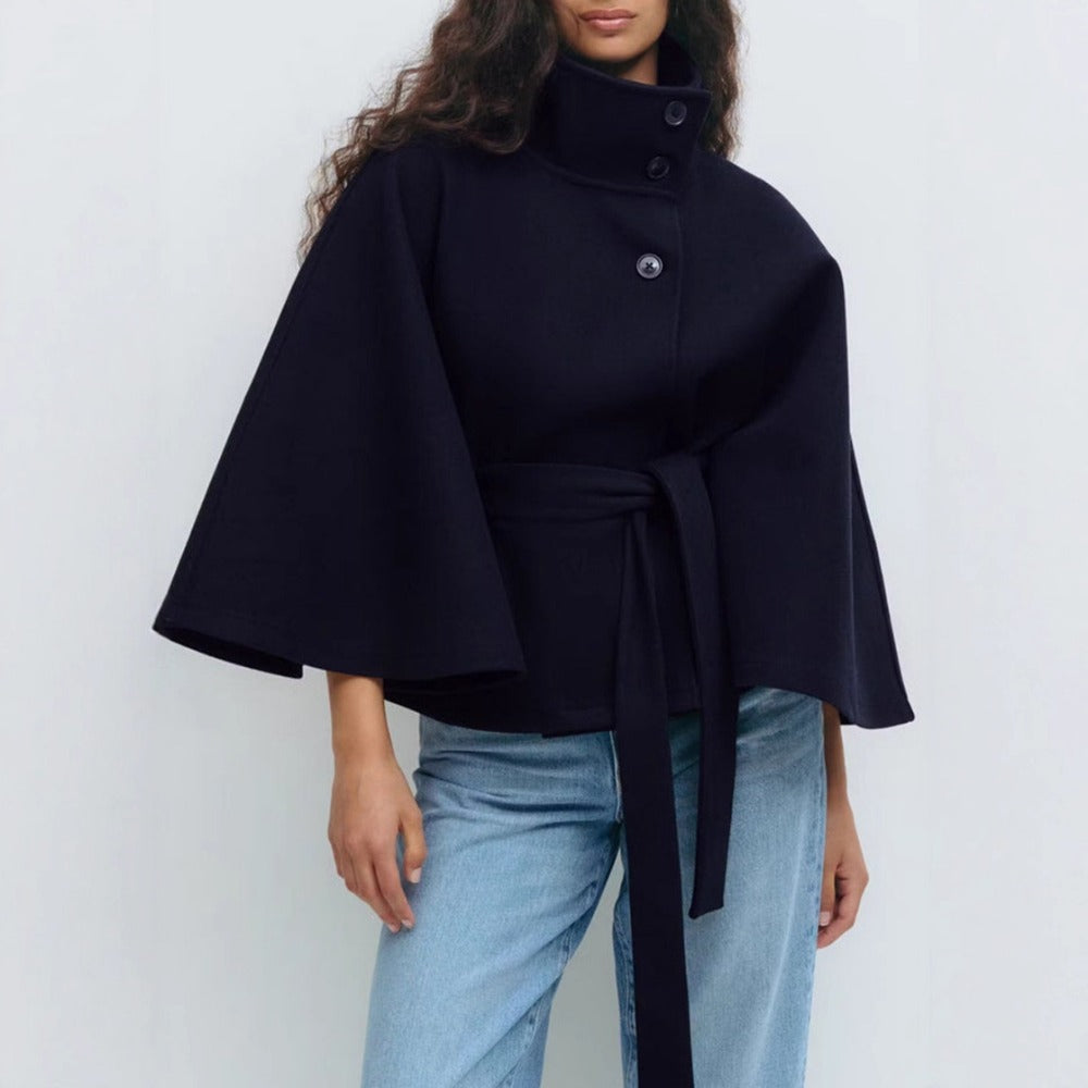 Women's High-Collar Cape Coat – Luxe & Elegant Winter Coat