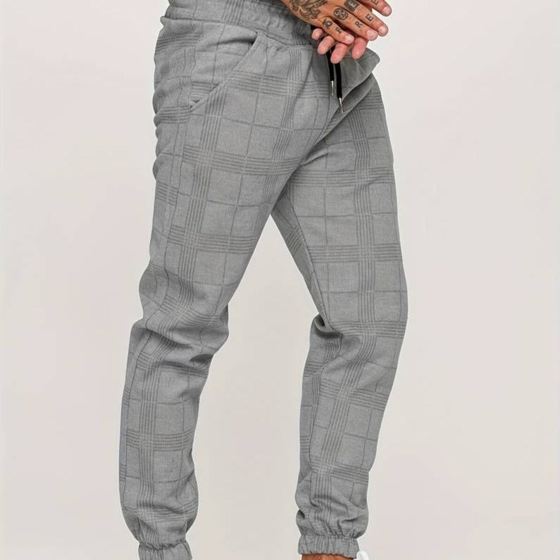 Men's Plaid Tapered Stretch Jogger Pants