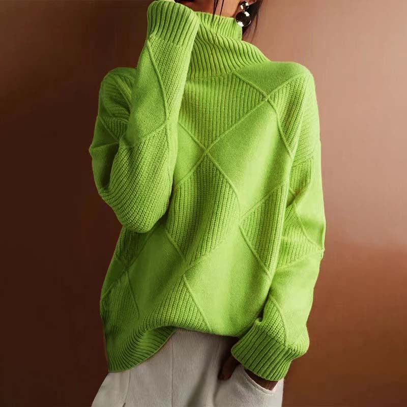 Women's Diamond Knit Turtleneck Sweater