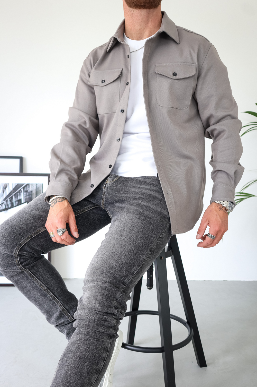 Men's Hooded Shacket with Pockets