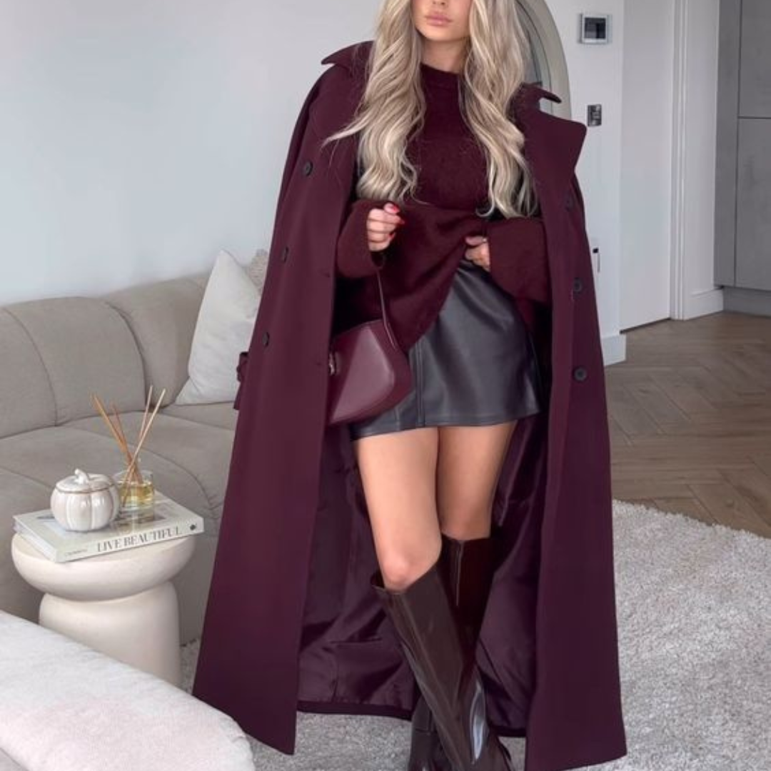 Women's Double-Breasted Long Trench Coat