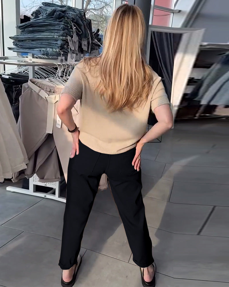 Women's Belted Straight-Leg Trousers