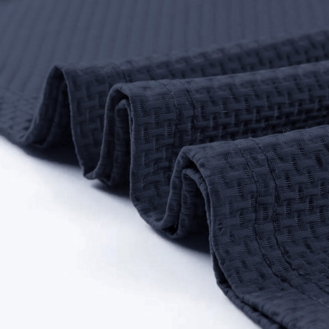 Men's Waffle Knit Long-Sleeve Polo Shirt