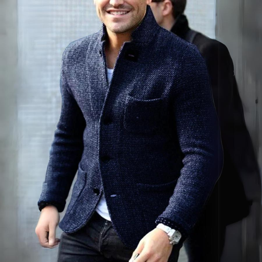 Men's Knitted Button-Up Cardigan Blazer