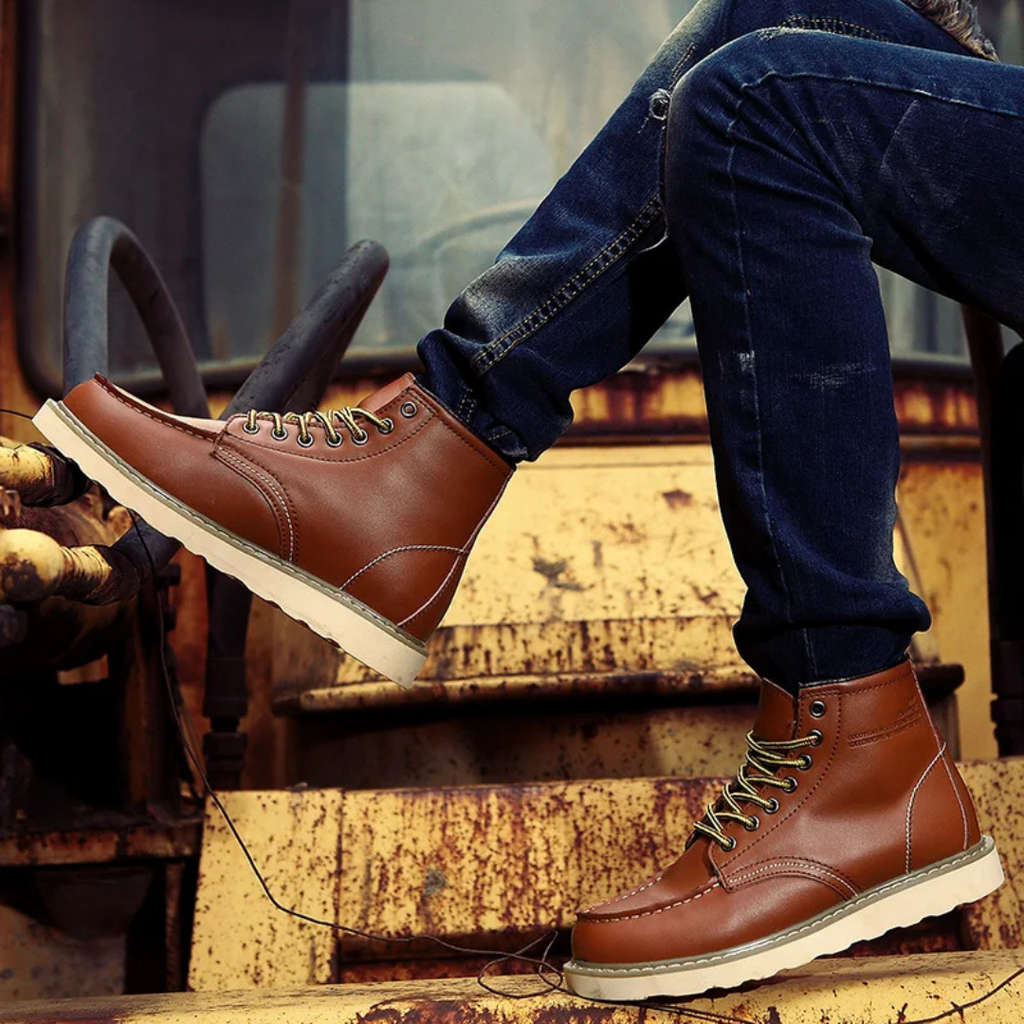 Men's Vintage Moc-Toe Lace-Up Work Boots