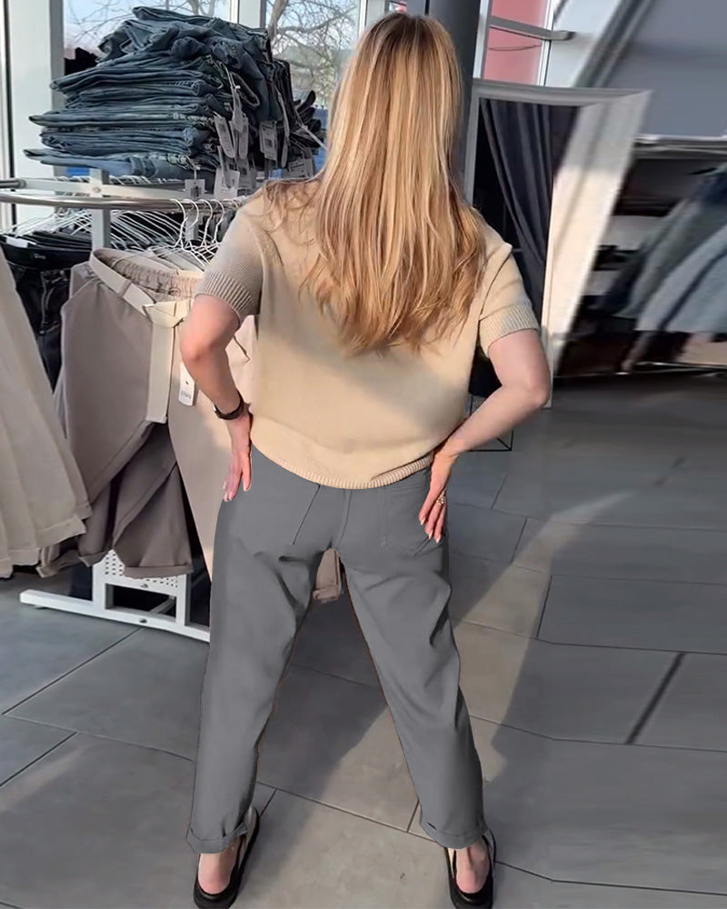 Women's Belted Straight-Leg Trousers