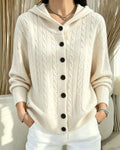 Women's Cable Knit Hooded Cardigan