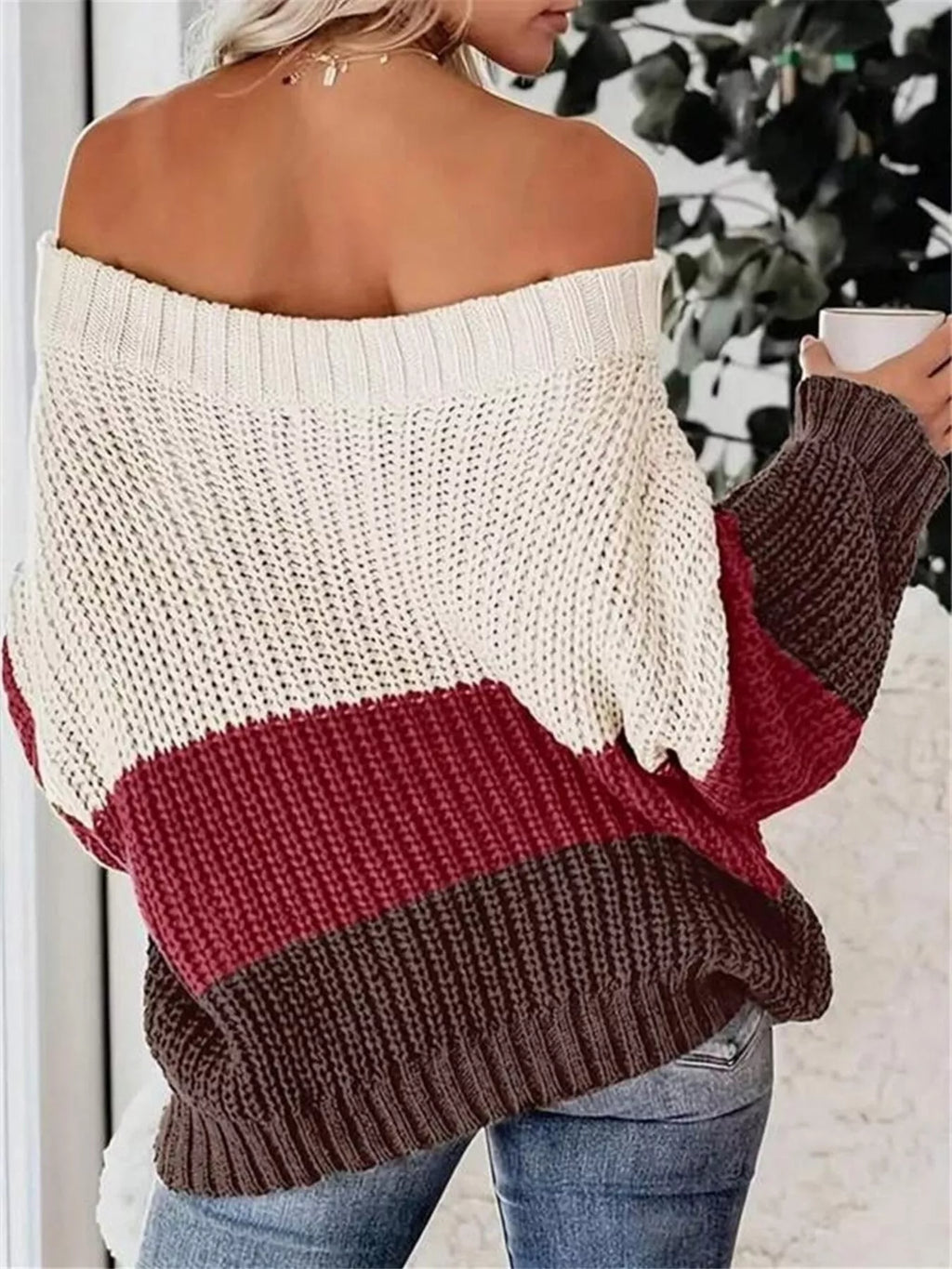 Women's Off-Shoulder Knit Sweater