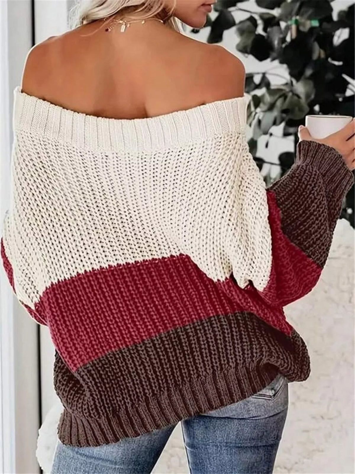 Women's Off-Shoulder Knit Sweater