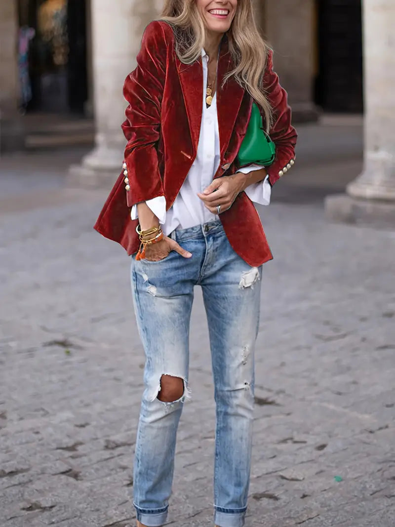 Women's Velvet Tailored Blazer