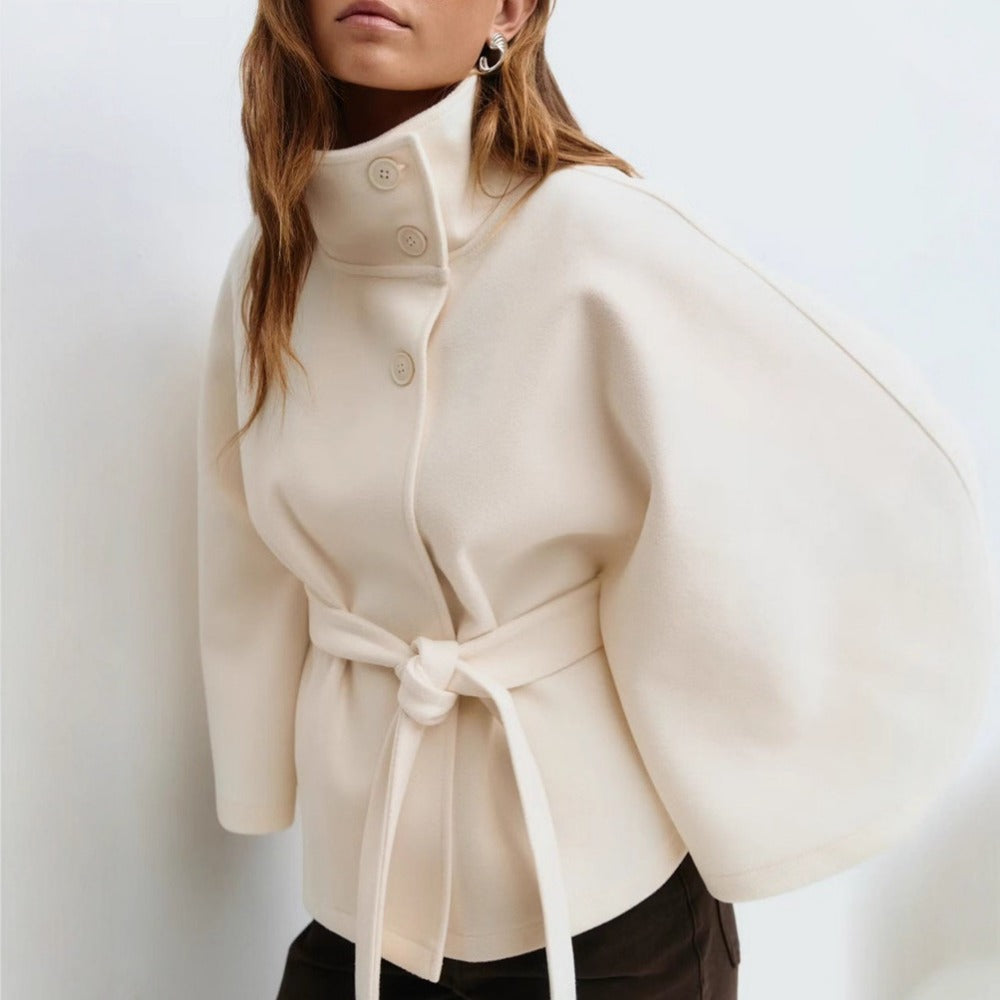 Women's High-Collar Cape Coat – Luxe & Elegant Winter Coat