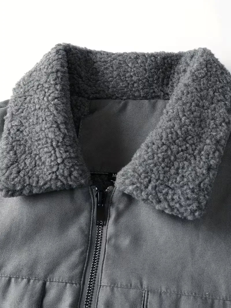 Men's Sherpa-Lined Faux Suede Trucker Jacket