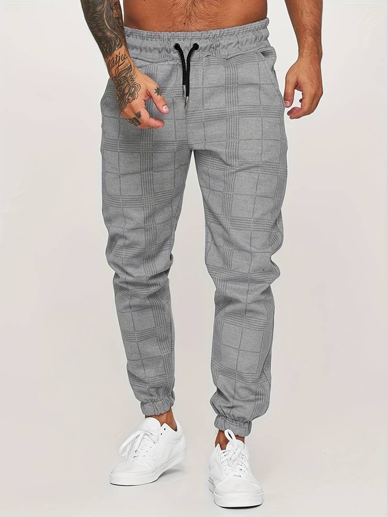 Men's Plaid Tapered Stretch Jogger Pants