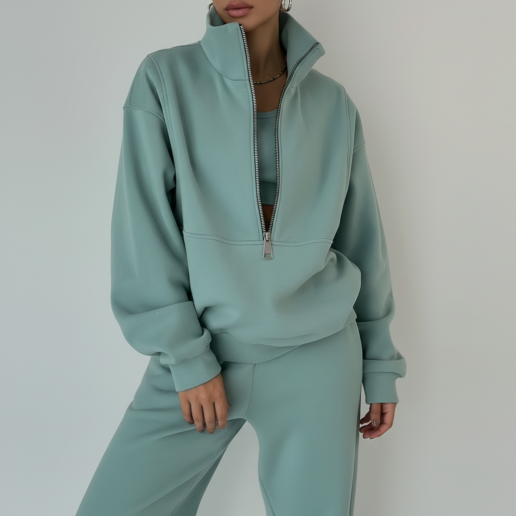 Women's Half-Zip Sweatshirt & Pants Set