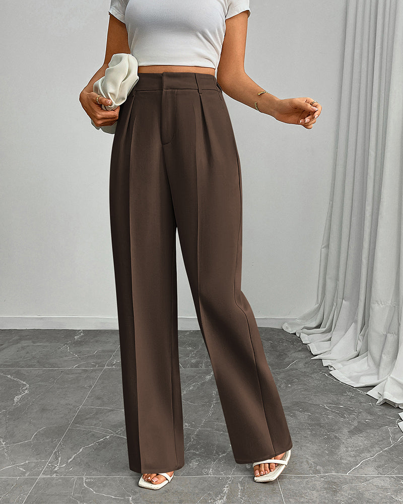 Women's High-Waisted Pleated Wide-Leg Pants
