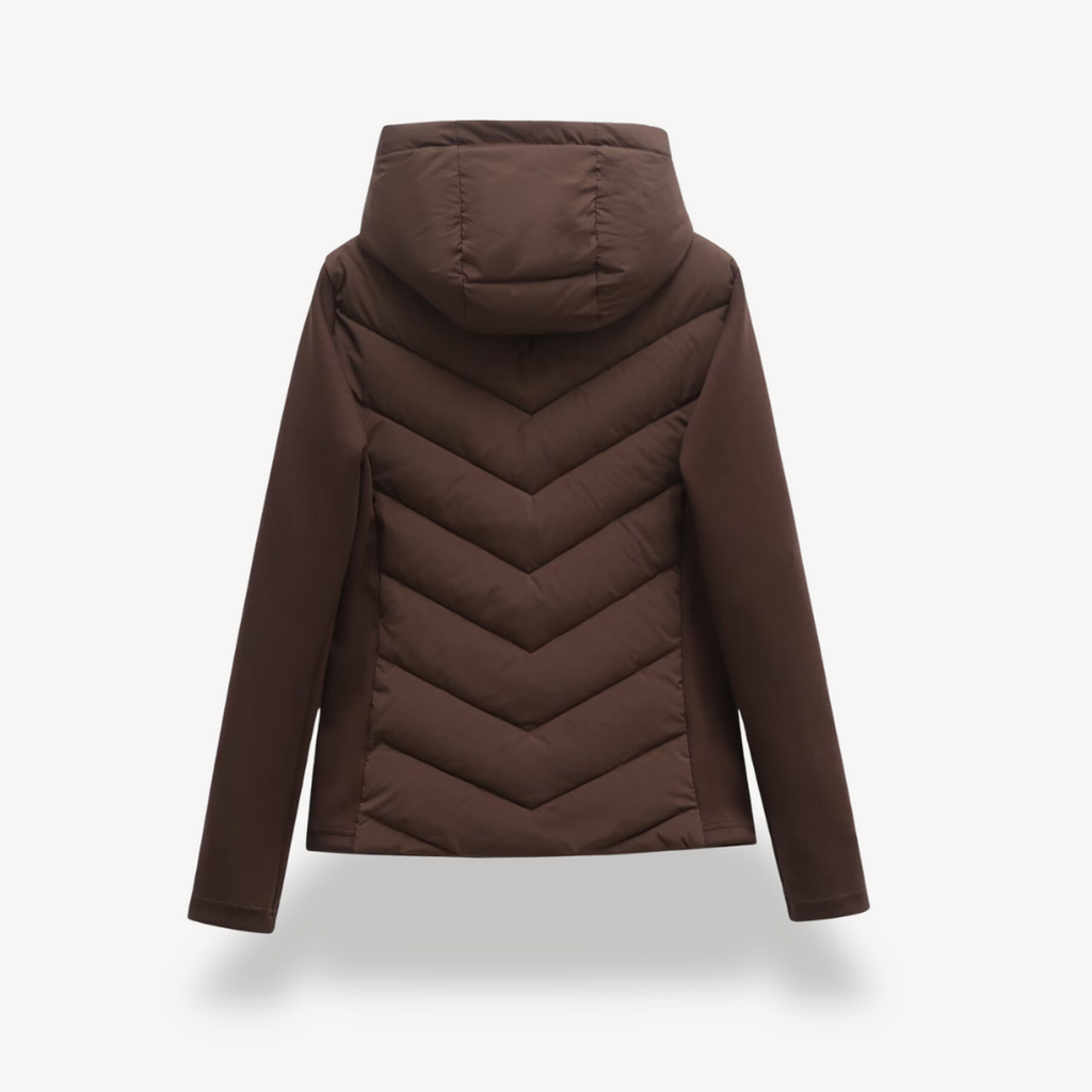 Women's Chevron Quilted Hybrid Hooded Jacket