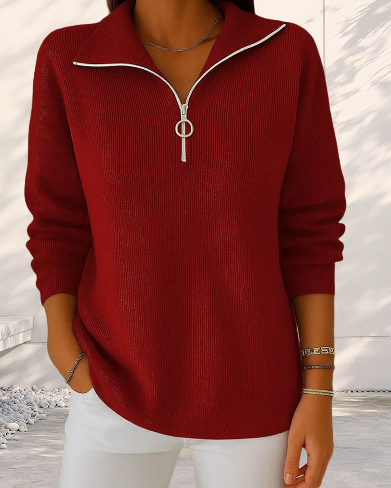 Women's Half-Zip Ribbed Knit Pullover