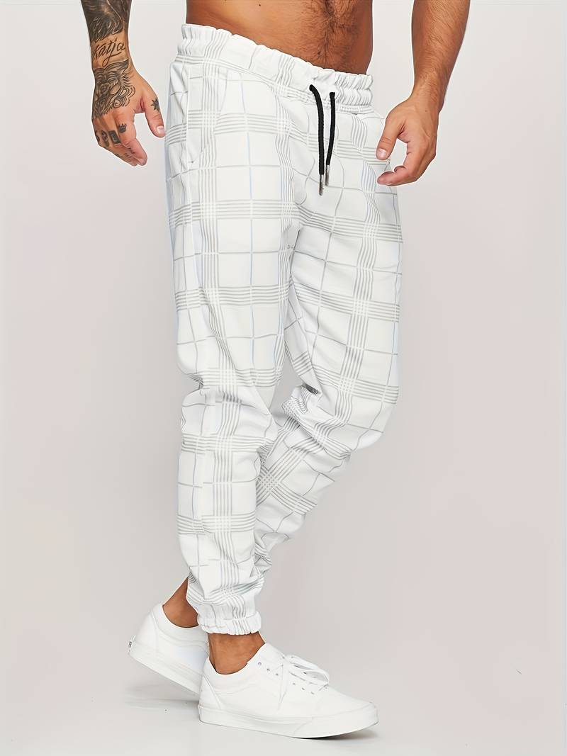 Men's Plaid Tapered Stretch Jogger Pants