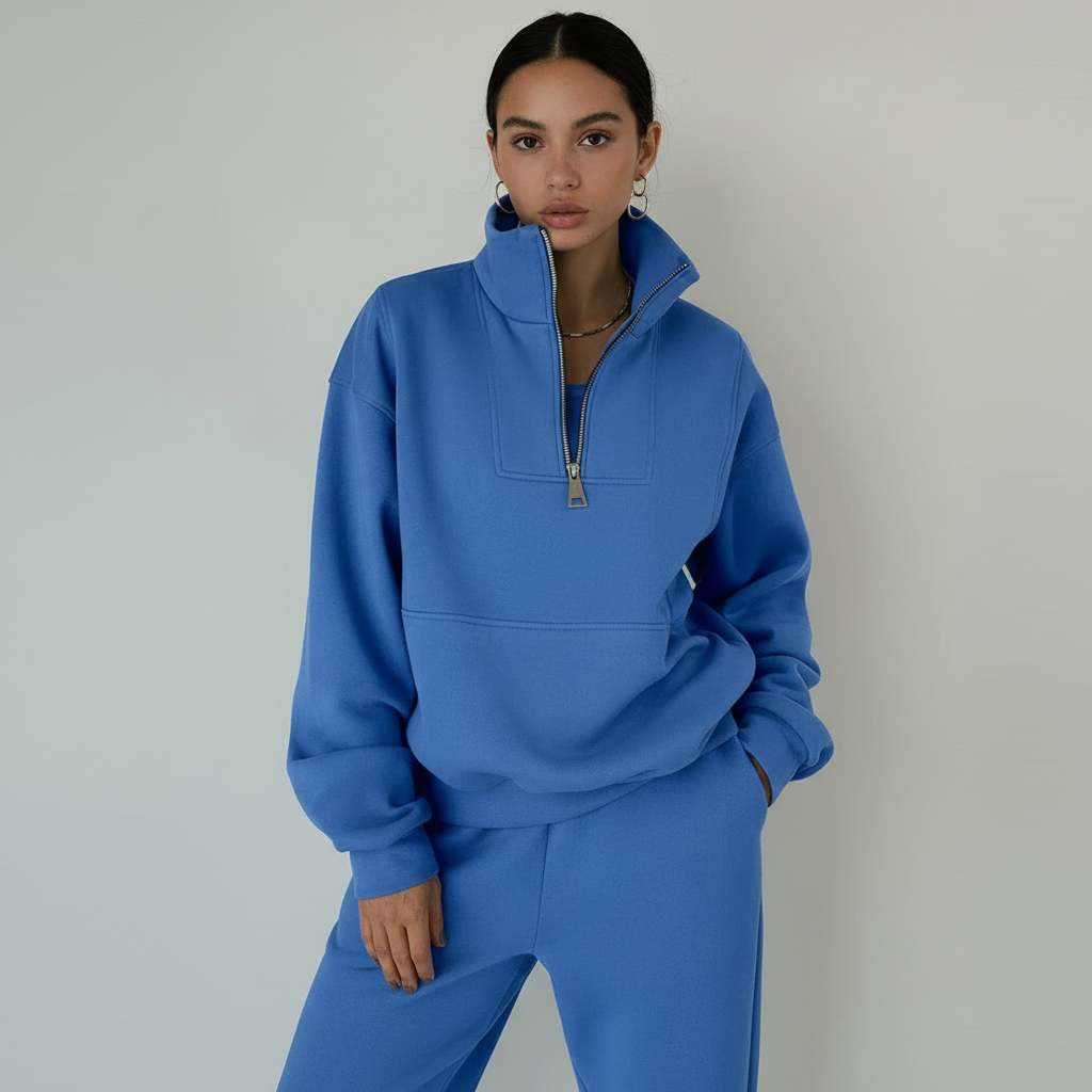 Women's Half-Zip Sweatshirt & Pants Set