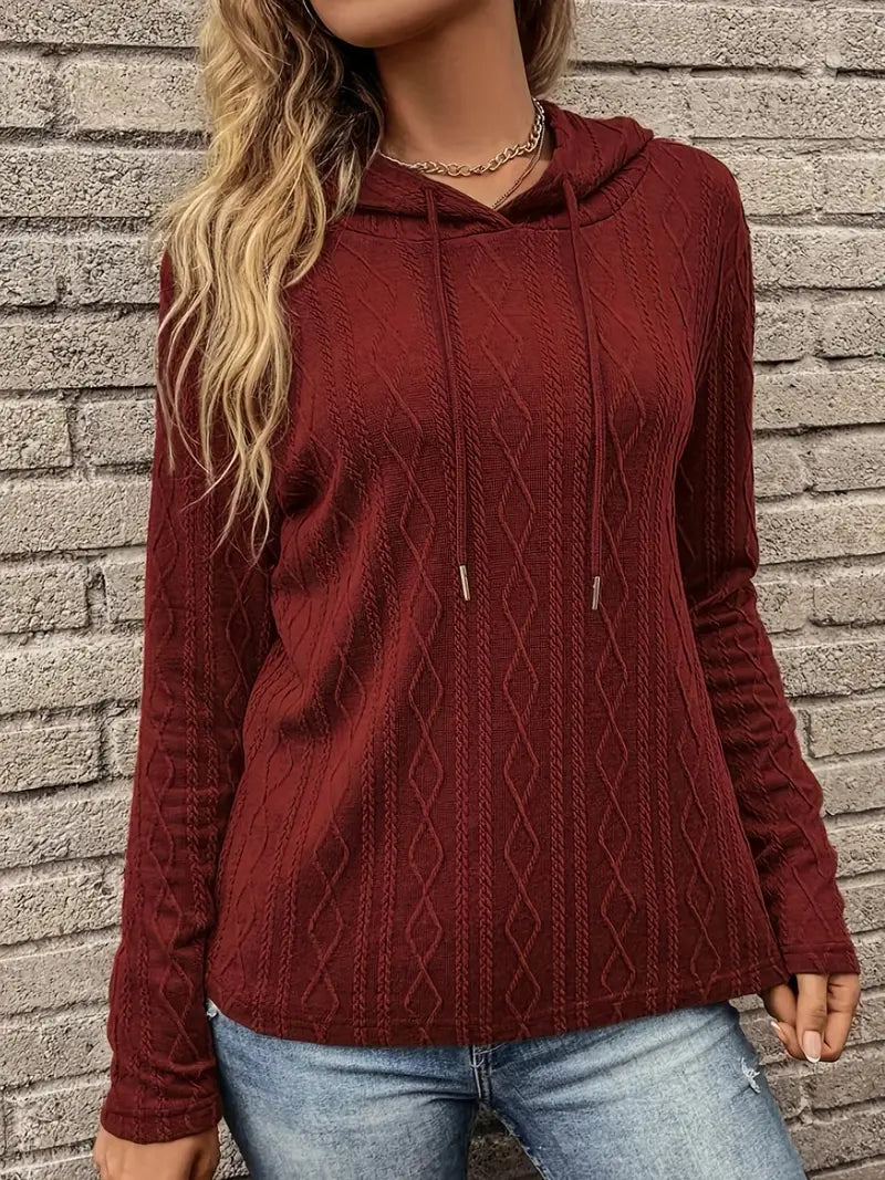 Women's Cable-Knit Drawstring Hooded Sweater